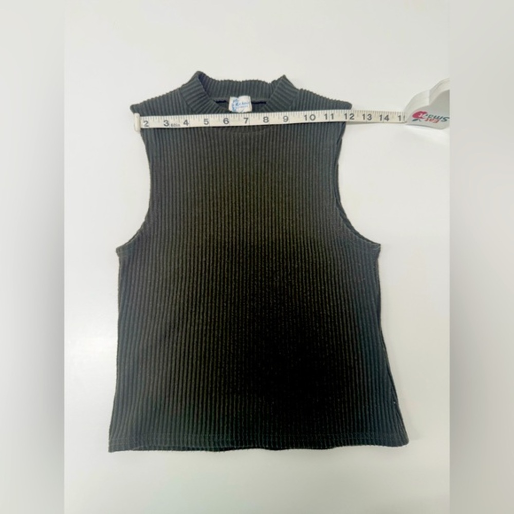 Blue Rain Forest Green Ribbed Knit Tank Top